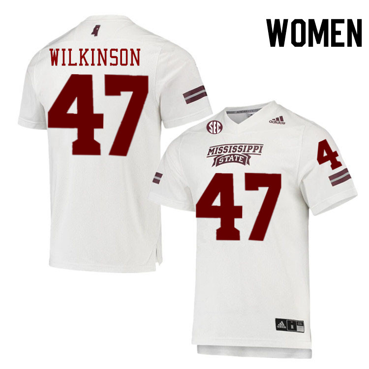 Women #47 William Wilkinson Mississippi State Bulldogs College Football Jerseys Stitched-White